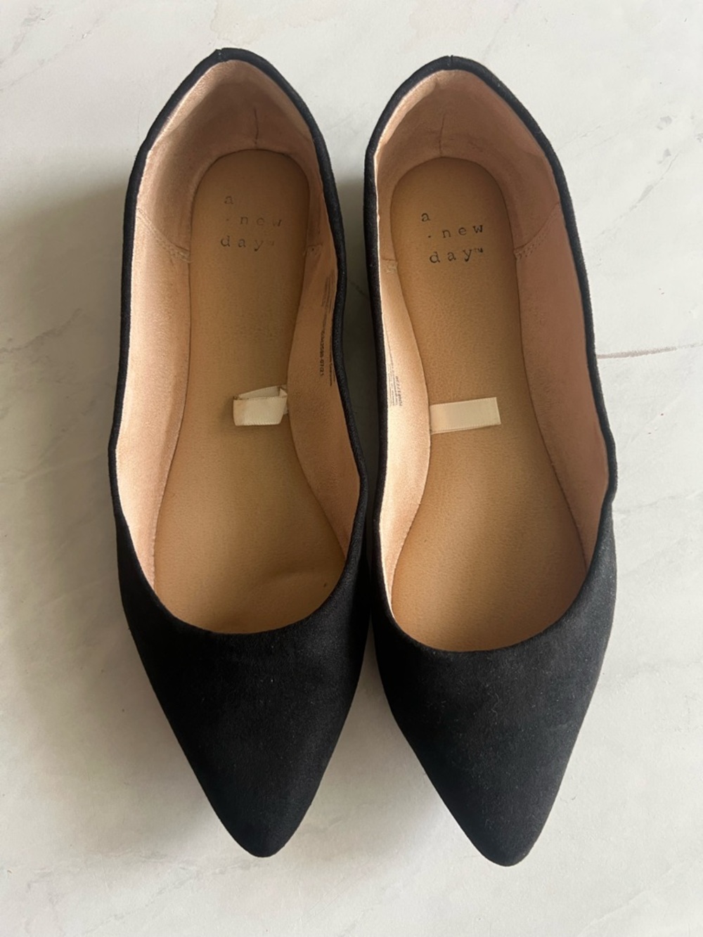 a new day Black Pointed Toe Flats with Cushioned Insole
